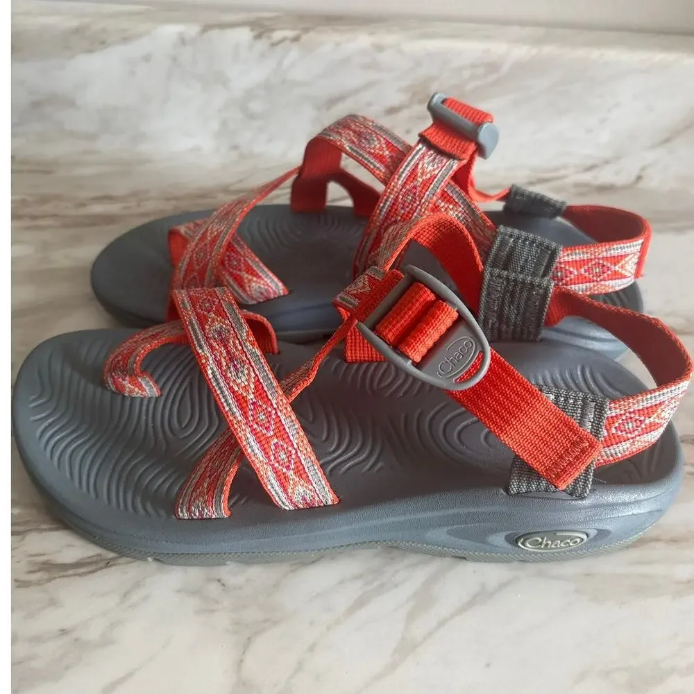 Chaco Z Cloud 2 Orange Gray Strappy Sporty Comfort Sandals Size 7